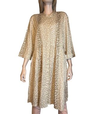 Tuckernuck Antelope Royal Shirt Dress Signature Fawn Animal Print Button Front
